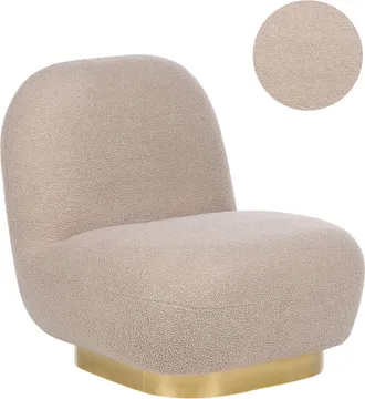Beliani Beliani - Sill&oacute;n Glamuroso Art Deco Base Dorada Tapicer&iacute;a Tela Boucl&eacute; Beige Loviisa