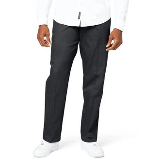 Dockers Signature Khaki Pants Mens Black Stretch Straight Leg UPS991
