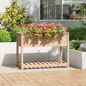 vidaXL Vidaxl - Jardinera Con Estante De Madera Maciza De Pino 111,5x54x81 Cm