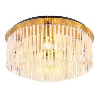 Netlighting Gorley Ceiling Light Gold Colours Matt Opal Glass Shade 5x E27