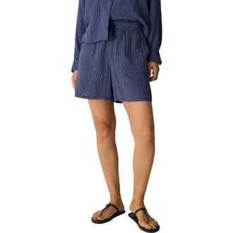 Eileen Fisher Organic Cotton Gauze Drawstring Shorts in Deep Dive at Nordstrom, Size Xx-Small