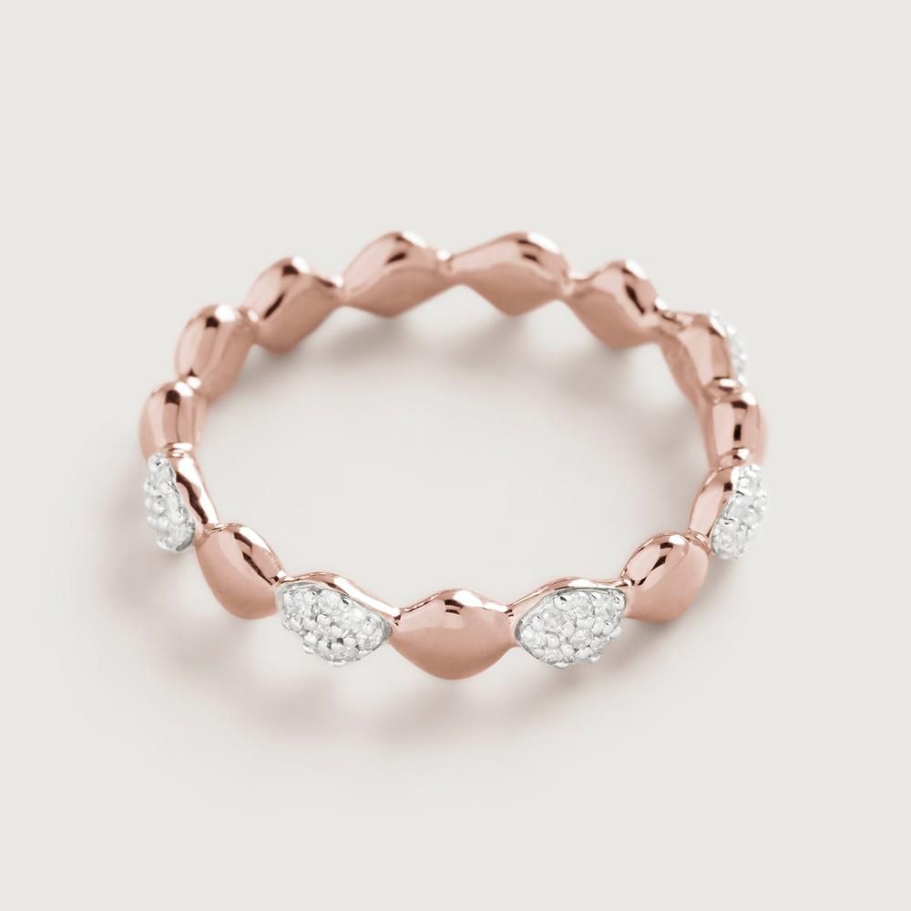 Monica Vinader Rose Gold Nura Teardrop Mixed Eternity Diamond Ring
