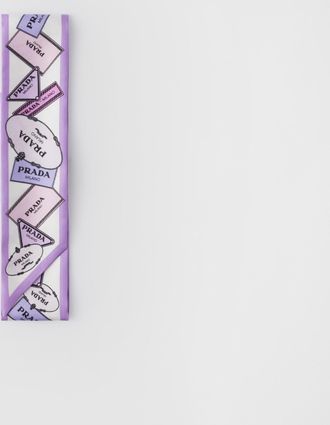 Prada Printed silk twill skinny scarf