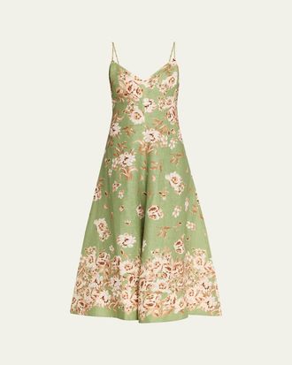 Cara Cara Mae Floral Linen Midi Dress