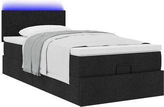 vidaXL Cama Otomana Con Colch&oacute;n Negra 90x200 Cm Tela Vidaxl