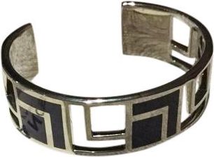 Lancel Art Deco Style Cilver & Black Cuff Size S