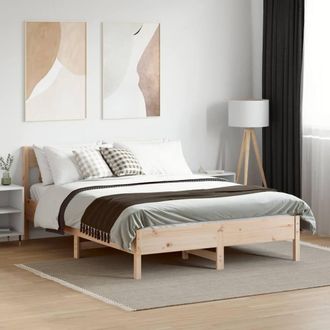 Berkfield Home Beautiful Bed Frame without Mattress 120x200 cm Solid Wood Pine in Light Tan | Size: Small Double