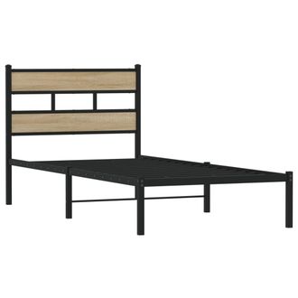 vidaXL Estructura De Cama Sin Colch&oacute;n Metal Roble Sonoma 90x190 Cm Vidaxl