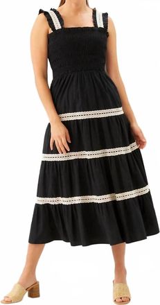 Karen Kane Sleeveless Tiered Midi Dress In Black With Natural