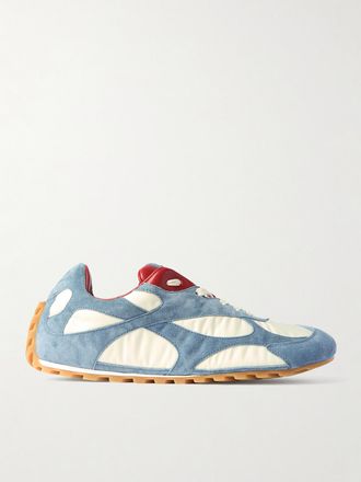 Bottega Veneta Sneakers In Camoscio E Shell Con Finiture In Pelle Orbit Flash - Bianco