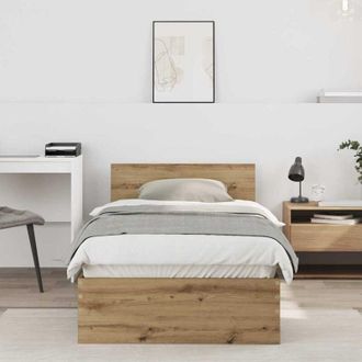 vidaXL Bed Frame Artisan oak 75 x 190 cm Engineered Wood Vidaxl