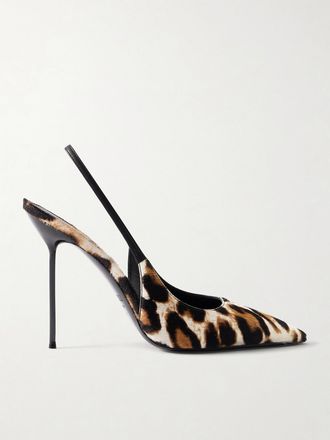 PARIS TEXAS D&eacute;collet&eacute; Slingback In Cavallino Leopardato Con Finiture In Pelle Lidia - Stampa animalier