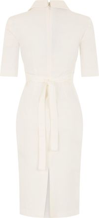Pinko Womens Midi Dress With Bow White White-Snow Linen White/snow