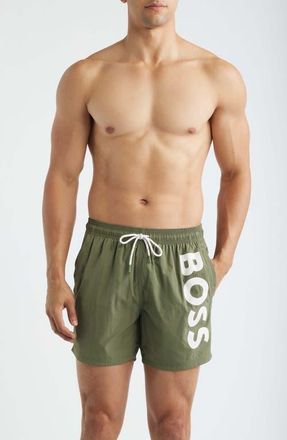 BOSS Octopus Swim Trunks in Open Green at Nordstrom, Size Xx-Large