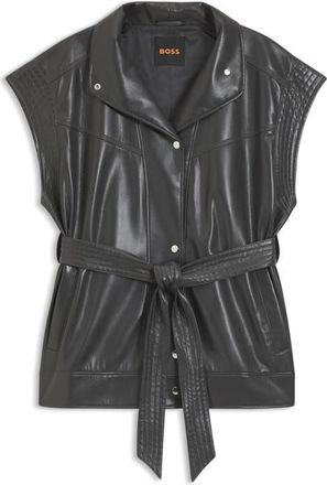 Boss Orange by Hugo Boss Jacaro Belted Faux Leather Vest in Open Grey at Nordstrom, Size 10