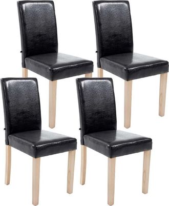 Clp Set di 4 sedie da pranzo in finta pelle Ina nero natura
