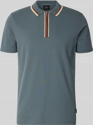 Paul Smith Regular Fit Poloshirt mit Rei&szlig;verschluss in Mittelgrau, Gr&ouml;&szlig;e XL