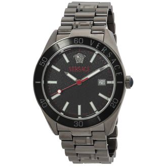 Versace V-Dome Quartz Black Guilloche Dial Mens Watch VE8E00724