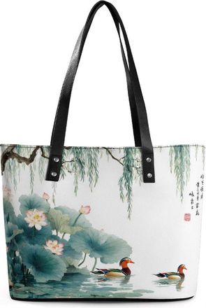Generic Mandarin Duck Love Bird Tote Bags for Women Cute Shoulder Purses Handbags