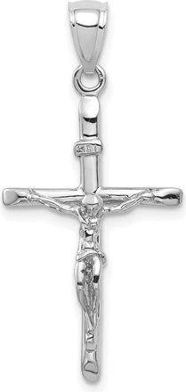 Diamond2Deal 10K White Gold INRI Crucifix Pendant