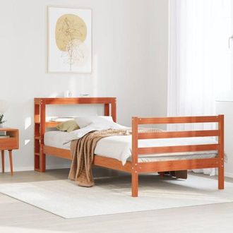 vidaXL Vidaxl - Cama Sin Colch&oacute;n Madera Maciza De Pino Marr&oacute;n Cera 100x200 Cm