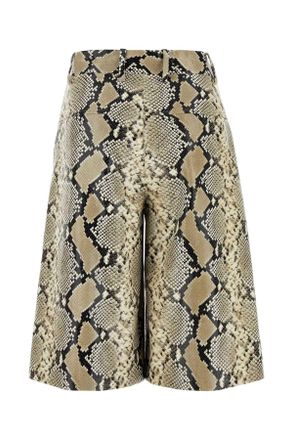 Jil Sander Womens Printed Leather Bermuda Shorts Hazelnutmouline Exterior Hazelnutmouline