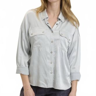 Xcvi Baris Snap Up Shirt In Silver