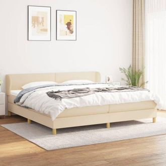 vidaXL Vidaxl - Cama Box Spring Con Colch&oacute;n Tela Color Crema 200x200 Cm