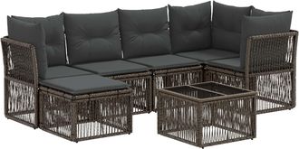 vidaXL Conjunto De Sof&aacute;s De Jard&iacute;n 7 Uds. Gris Rat&aacute;n Sint&eacute;tico Vidaxl