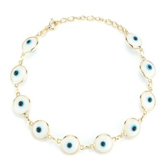 Glaze Jewelry Sterling Silver White Enamel Evil Eye Bracelet