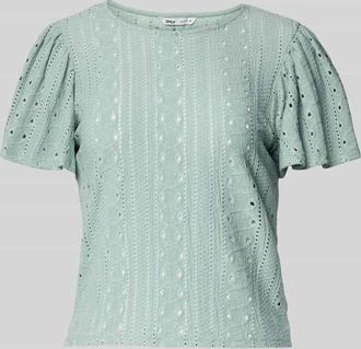 Only Regular Fit T-Shirt mit Lochstickmuster Modell RIVERSIDE in Mint, Gr&ouml;&szlig;e L