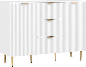 HOMCOM Buffet Cucina Con 3 Cassetti, 2 Armadietti E Ripiani Regolabili Bianco - Homcom