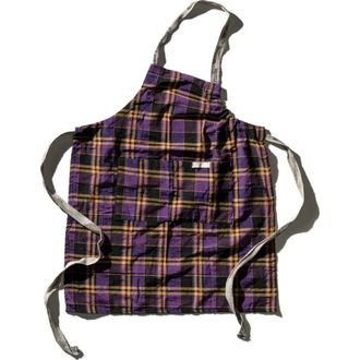 Puebco Recycle Cotton Check Apron in Purple at Nordstrom
