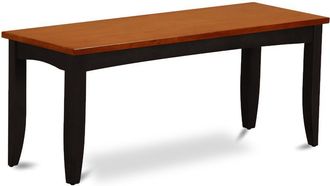 East West Furniture Parfait Dining Room Bench with Wood Seat in Black and Cherry Finish