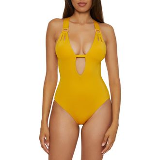 BECCA by Rebecca Virtue O-Ring One-Piece Swimsuit in Sunflower at Nordstrom, Size Large