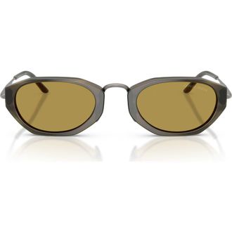 A|X Armani Exchange 50mm Polarized Irregular Oval Sunglasses in Brown /Green Top /Green at Nordstrom