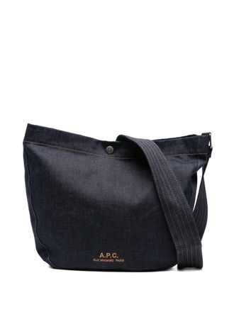 A.P.C. medium denim crossbody bag - unisex - Organic Cotton - One Size - Blue