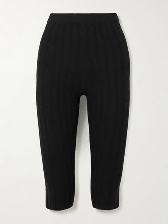 The Elder Statesman Leggings Cropped In Cashmere A Coste Diana - Nero