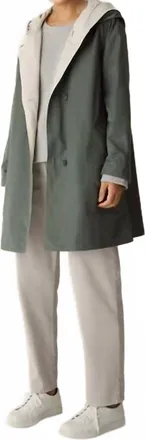 Eileen Fisher Cotton Nylon Hooded Coat In Bayleaf