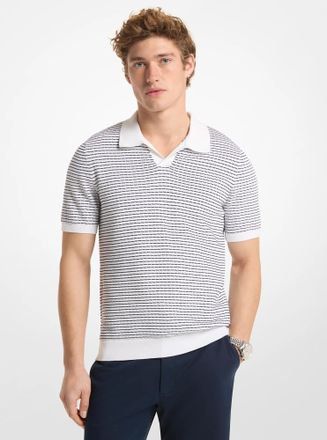 Michael Kors Textured Striped Cotton Polo Shirt