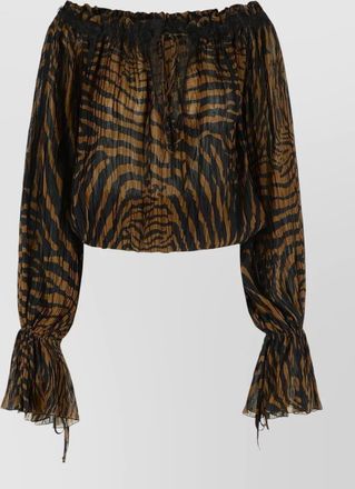 Blumarine viscose blouse off shoulder long sleeves