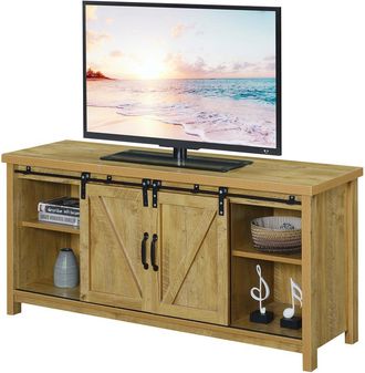 Convenience Concepts Blake Barn Door TV Stand English Oak
