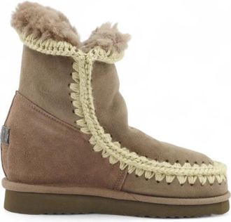 Mou Winterlaarzen - Dames - Winterlaarzen - Beige - 40 EU - Leer - Schoenen