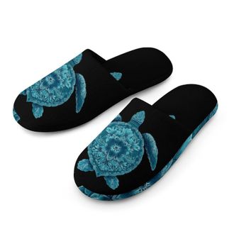 Generic Turtles Hawaiian Mandala Mens House Slippers Slip Indoor Slipper On Shoes Warm Outdoor