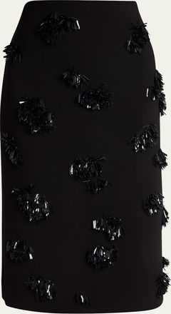 Proenza Schouler Moira Embroidered Compact Crepe Skirt