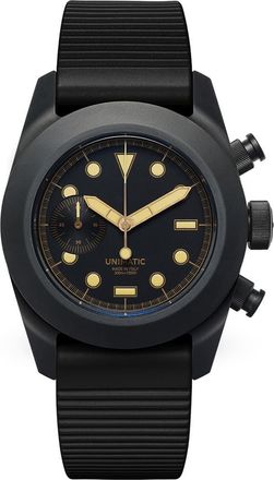 Unimatic Modello Tre Fixed Chronograph Silicone Strap Watch in Black at Nordstrom