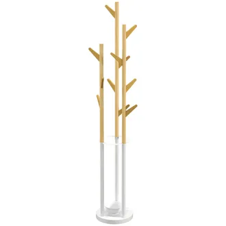 HOMCOM Homcom - Attaccapanni Da Terra Con 12 Ganci E Portaombrelli 30.5x30.5x174.5cm
