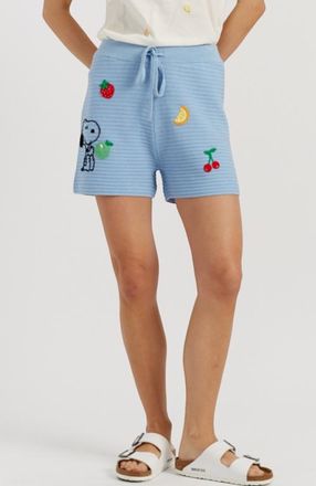 Chinti and Parker Cotton Snoopy Crochet Shorts in Light Blue at Nordstrom, Size X-Small