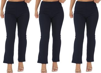 Generic Womens Stretch Bootleg Pull on Trousers Ideal for Work and Home-Colors: Black, Navy, Brown, Sizes: 10-26(Pack of 3) (as8, Numeric, Numeric_18, Regular