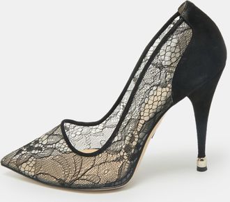 PAUL ANDREW Black Lace And Suede Sidai Pumps